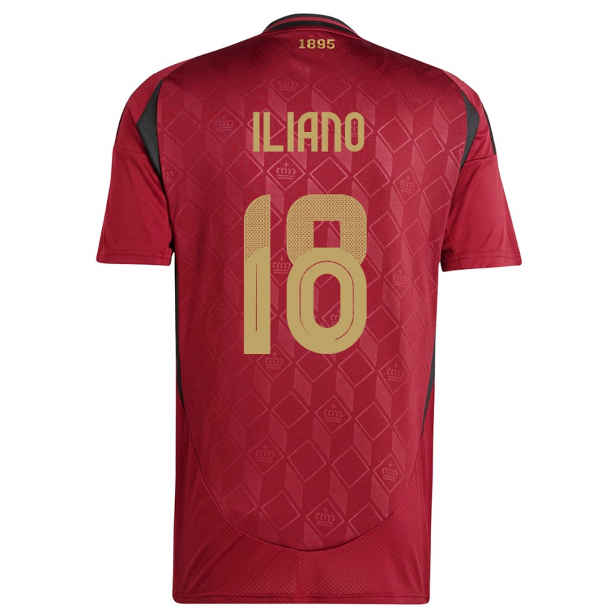 レディースフットボールベルギーIsabelle Iliano#18ブルゴーニュホームシャツ24-26ジャージーユニフォーム
