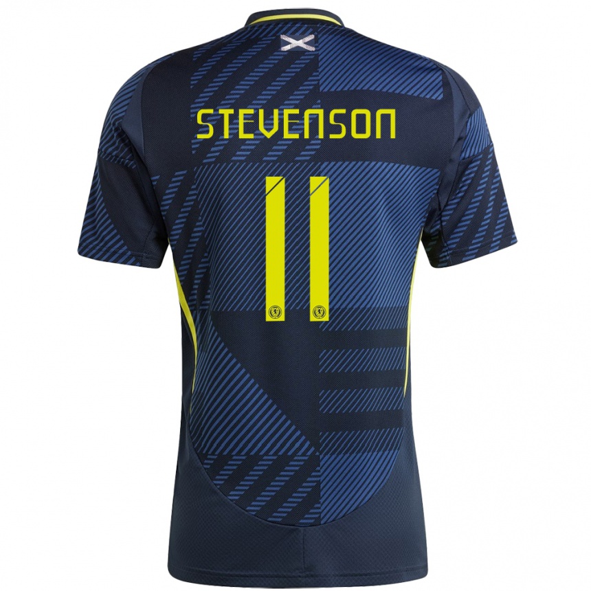 レディースフットボールスコットランドGus Stevenson#11濃紺ホームシャツ24-26ジャージーユニフォーム