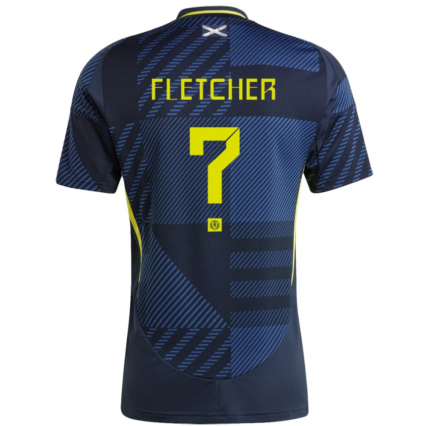 レディースフットボールスコットランドTyler Fletcher#0濃紺ホームシャツ24-26ジャージーユニフォーム