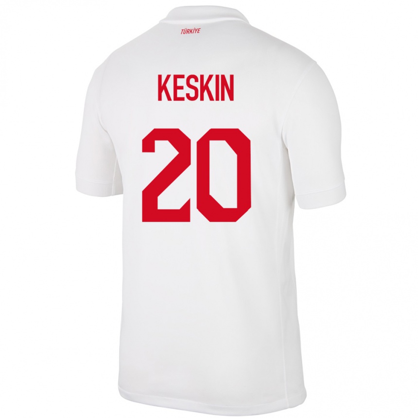 レディースフットボールトルコElif Keskin#20白ホームシャツ24-26ジャージーユニフォーム