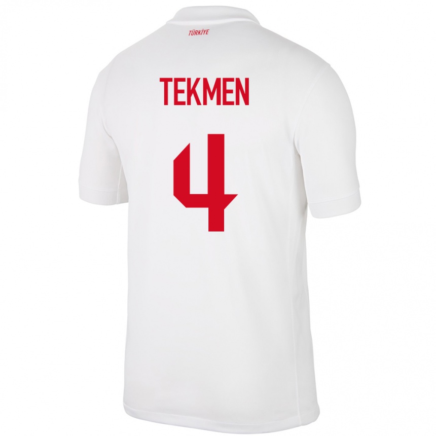 レディースフットボールトルコEce Tekmen#4白ホームシャツ24-26ジャージーユニフォーム