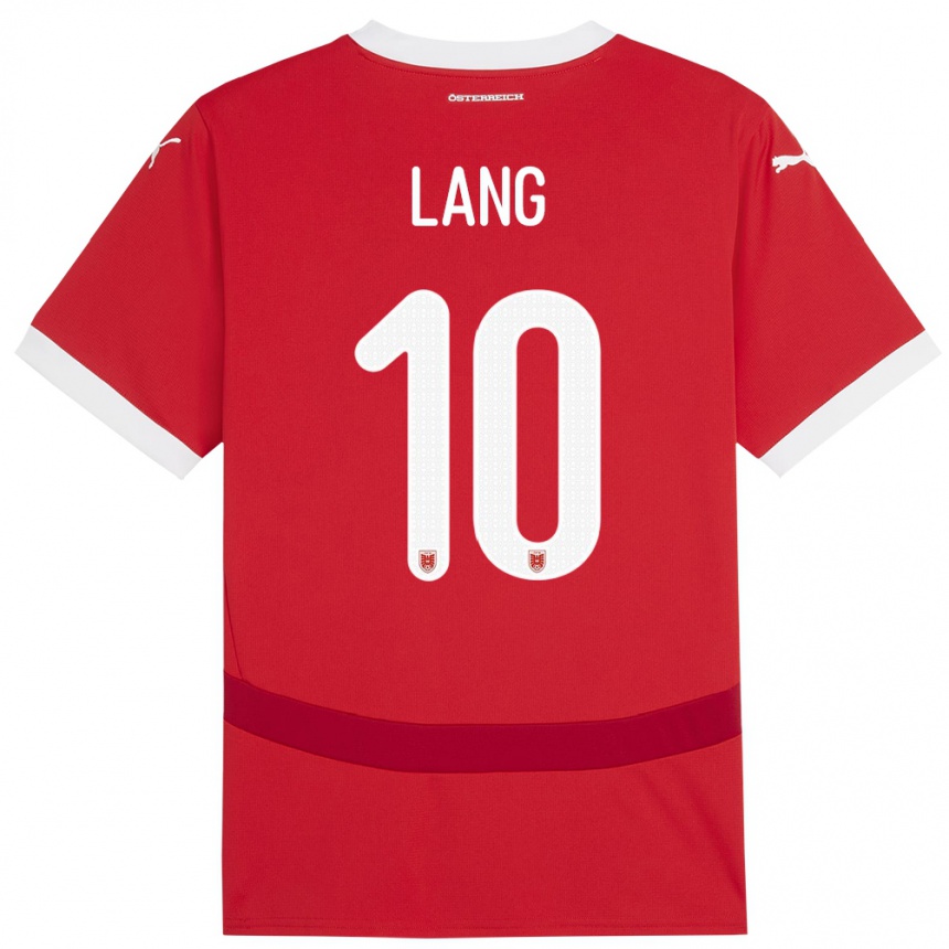 レディースフットボールオーストリアChristoph Lang#10赤ホームシャツ24-26ジャージーユニフォーム