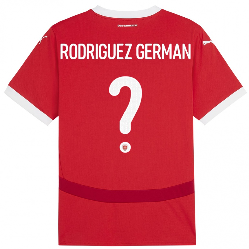 レディースフットボールオーストリアRyan Rodriguez German#0赤ホームシャツ24-26ジャージーユニフォーム