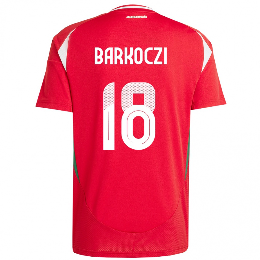 レディースフットボールハンガリーBarnabás Barkóczi#18赤ホームシャツ24-26ジャージーユニフォーム