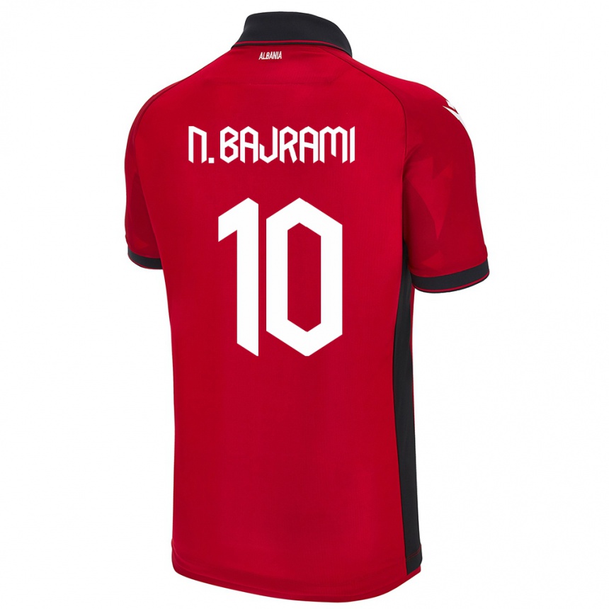 レディースフットボールアルバニアネディム・バイラミ#10赤ホームシャツ24-26ジャージーユニフォーム