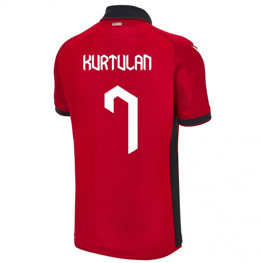レディースフットボールアルバニアアルダ・オカン・クルトゥラン#7赤ホームシャツ24-26ジャージーユニフォーム