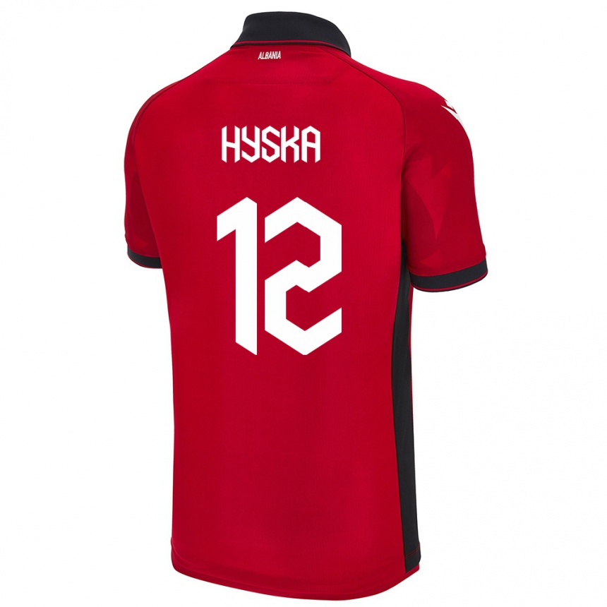 レディースフットボールアルバニアアンティゴニ・ヒスカ#12赤ホームシャツ24-26ジャージーユニフォーム
