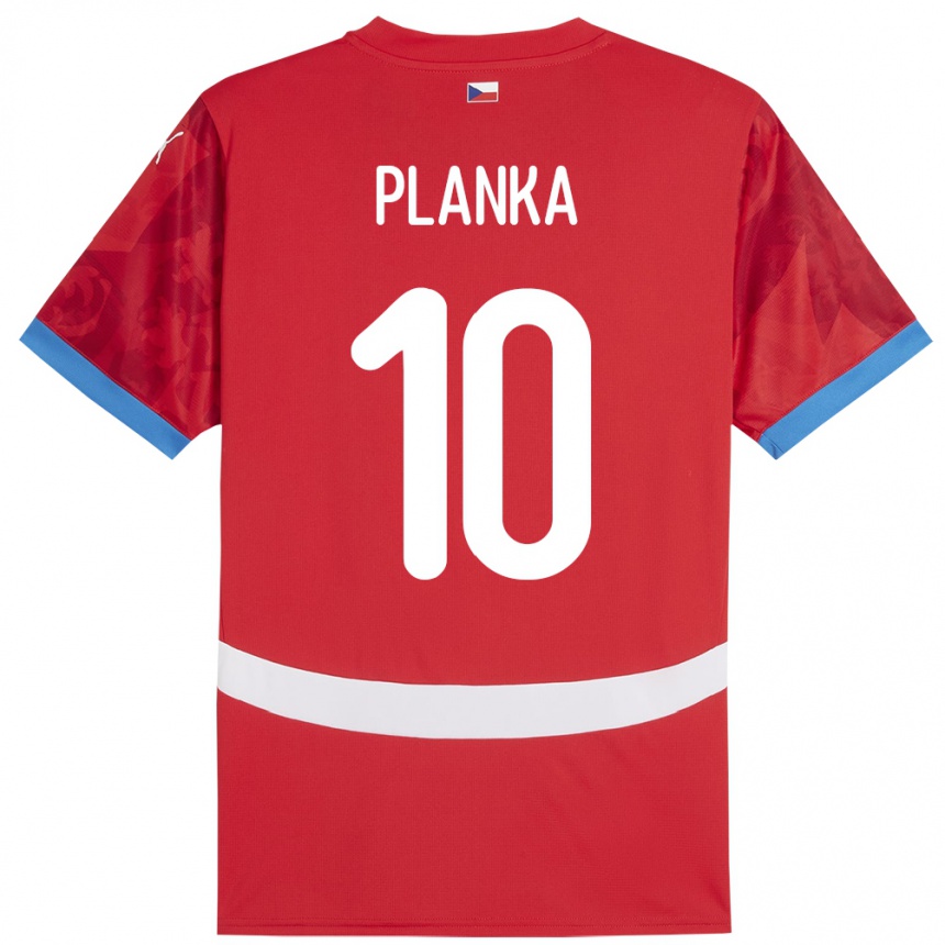 レディースフットボールチェコデイビット・プランカ#10赤ホームシャツ24-26ジャージーユニフォーム