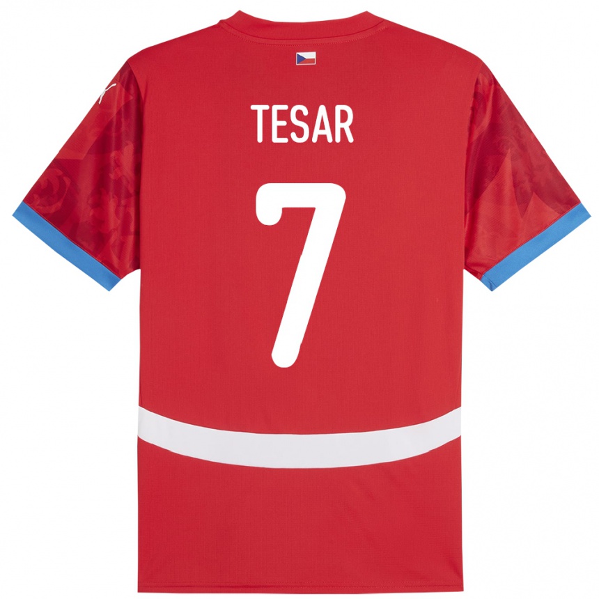 レディースフットボールチェコSimon Tesar#7赤ホームシャツ24-26ジャージーユニフォーム