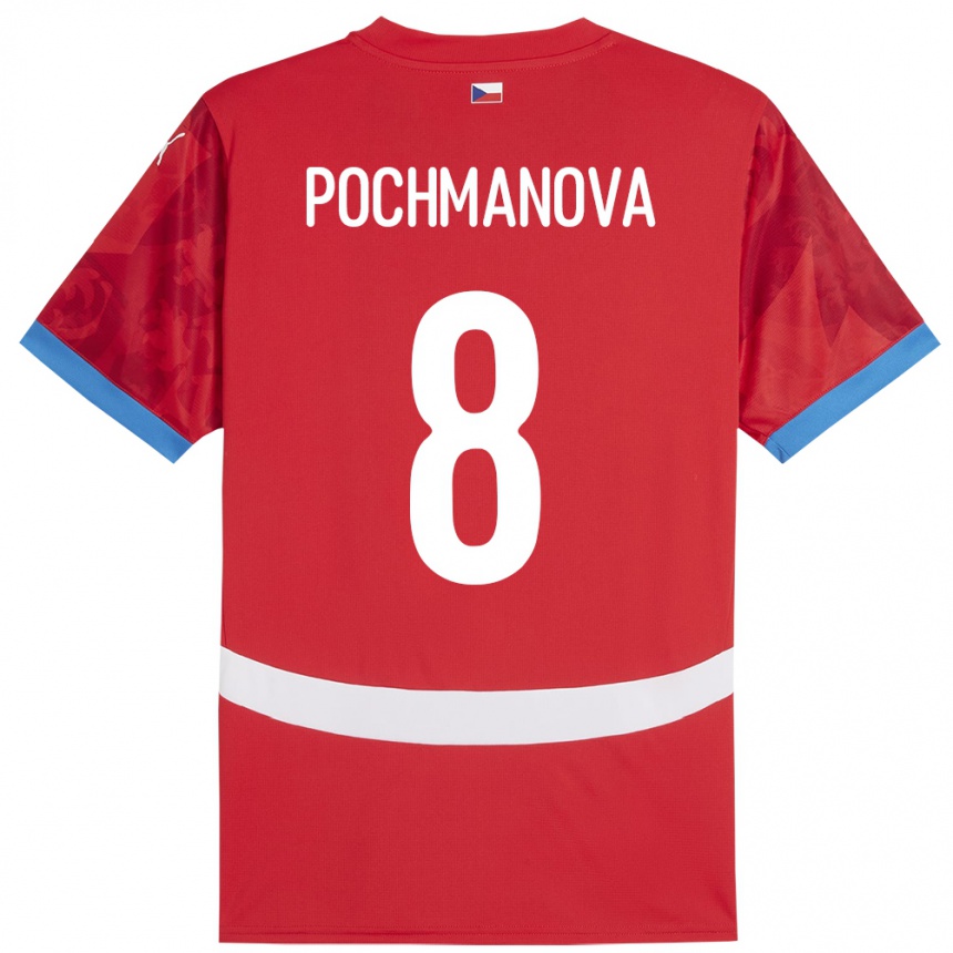 レディースフットボールチェコAneta Pochmanová#8赤ホームシャツ24-26ジャージーユニフォーム