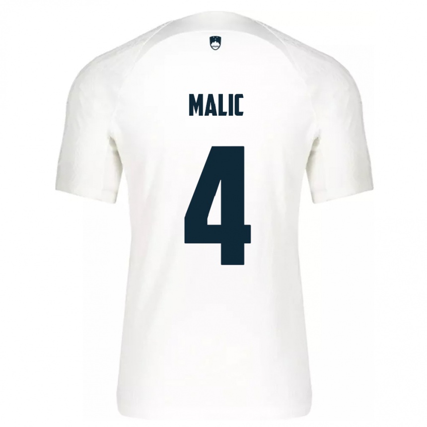 レディースフットボールスロベニアArjan Malic#4白ホームシャツ24-26ジャージーユニフォーム