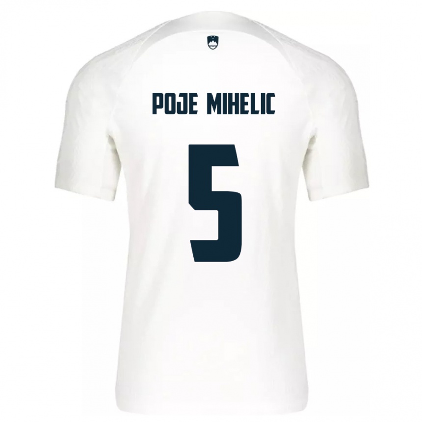 レディースフットボールスロベニアナジャ・ポジェ・ミヘリッチ#5白ホームシャツ24-26ジャージーユニフォーム