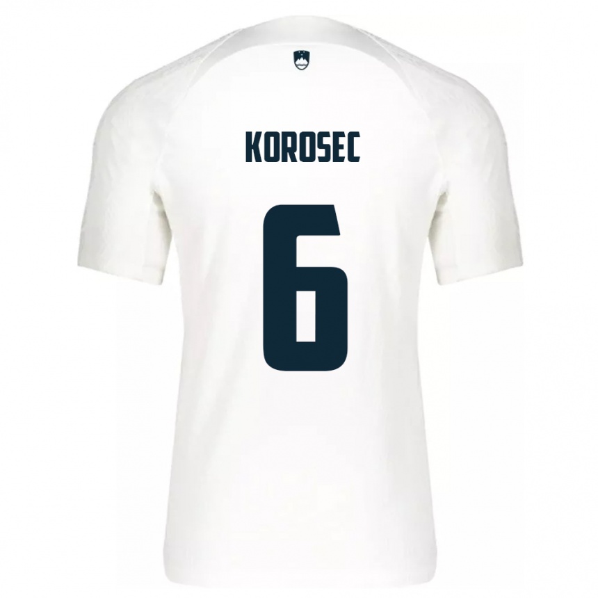 レディースフットボールスロベニアKaja Korošec#6白ホームシャツ24-26ジャージーユニフォーム