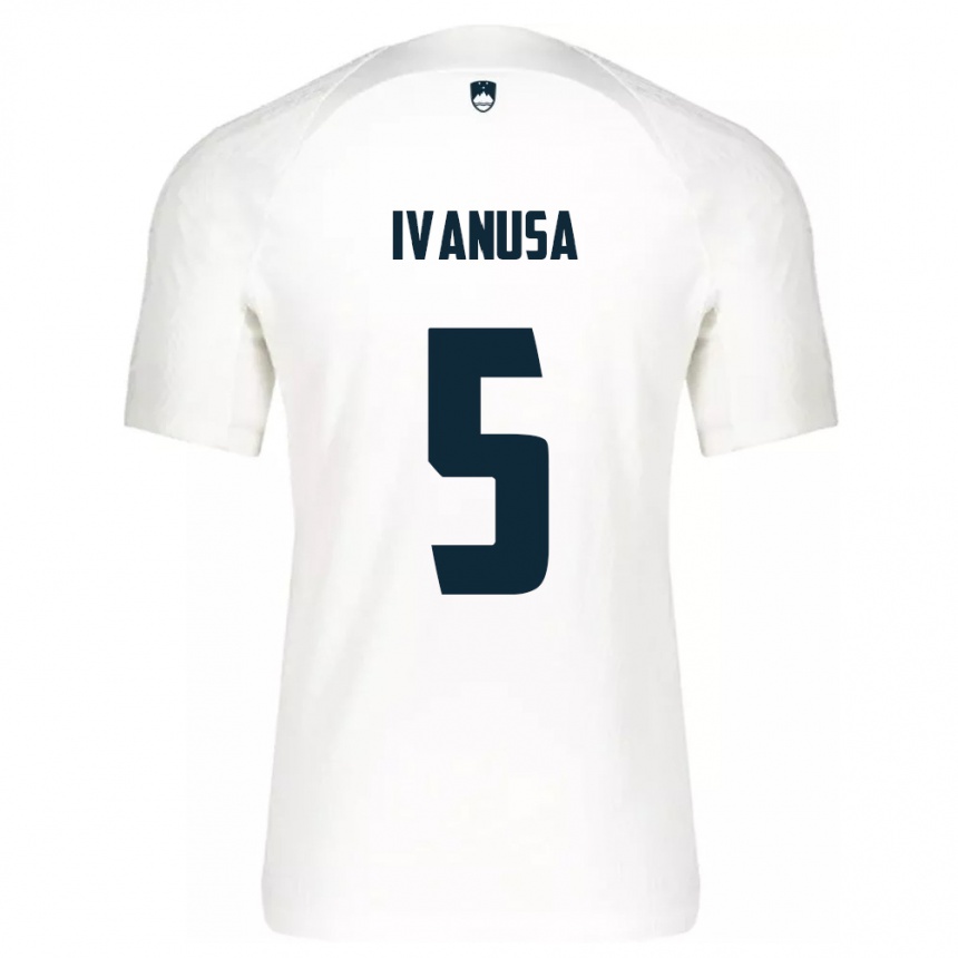レディースフットボールスロベニアLara Ivanuša#5白ホームシャツ24-26ジャージーユニフォーム