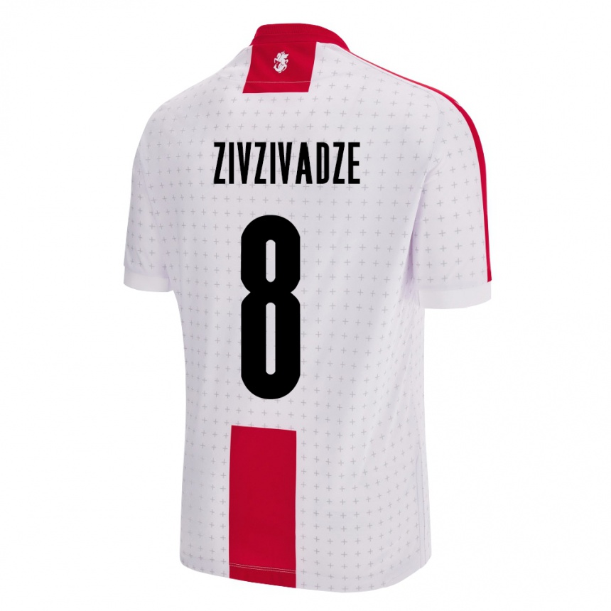 レディースフットボールジョージアブドゥ・ジヴジヴァーゼ#8白ホームシャツ24-26ジャージーユニフォーム