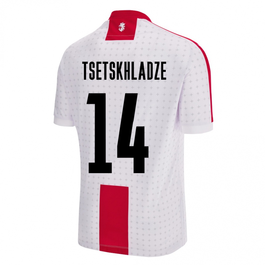 レディースフットボールジョージアNikoloz Tsetskhladze#14白ホームシャツ24-26ジャージーユニフォーム