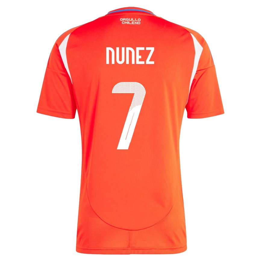 レディースフットボールチリマルセリーノ・ヌニェス#7赤ホームシャツ24-26ジャージーユニフォーム