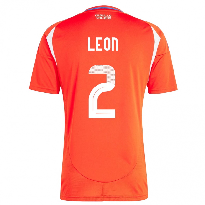 レディースフットボールチリマイコル・アンドレス・レオン・ムニョス#2赤ホームシャツ24-26ジャージーユニフォーム
