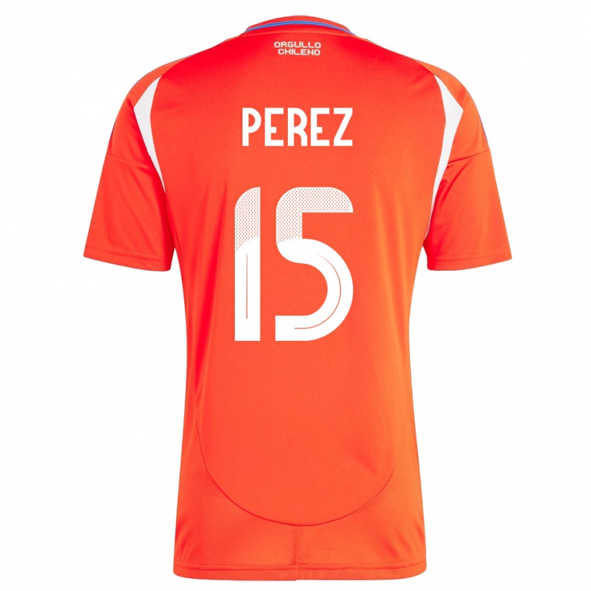 レディースフットボールチリIgnacio Pérez#15赤ホームシャツ24-26ジャージーユニフォーム