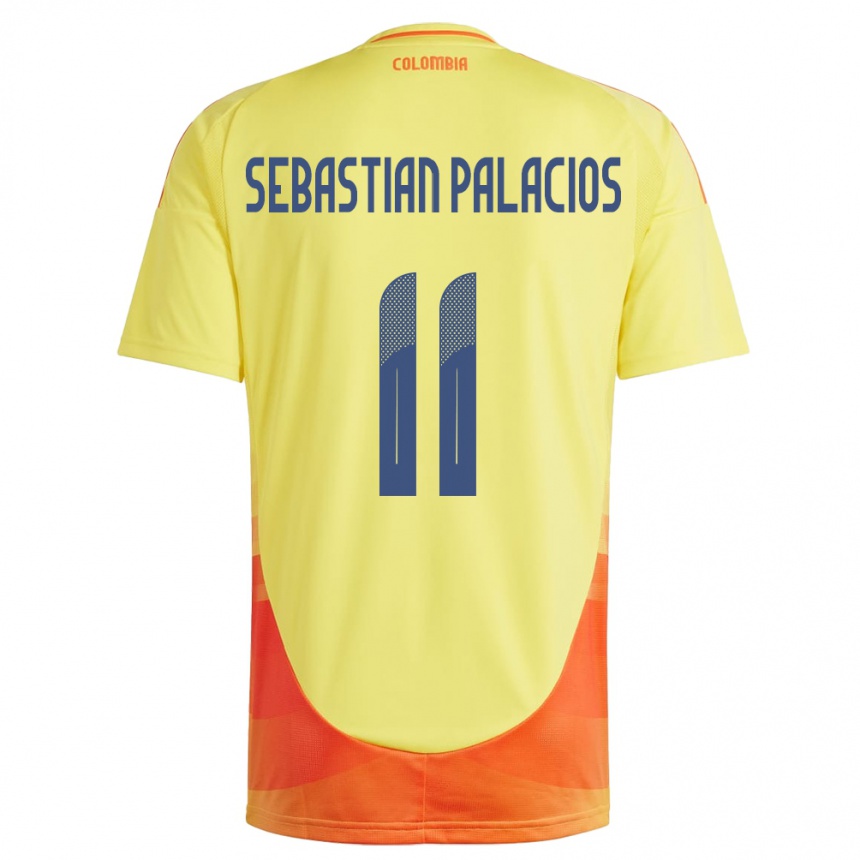 レディースフットボールコロンビアJuan Sebastián Palacios#11黄ホームシャツ24-26ジャージーユニフォーム