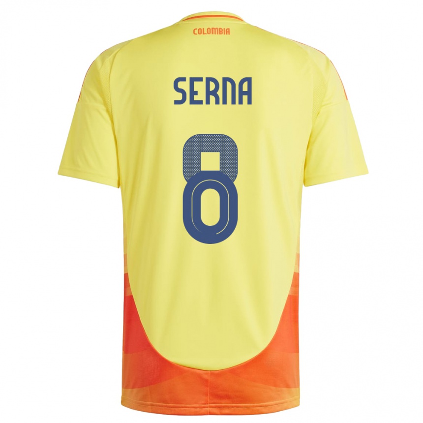 レディースフットボールコロンビアLiced Serna#8黄ホームシャツ24-26ジャージーユニフォーム