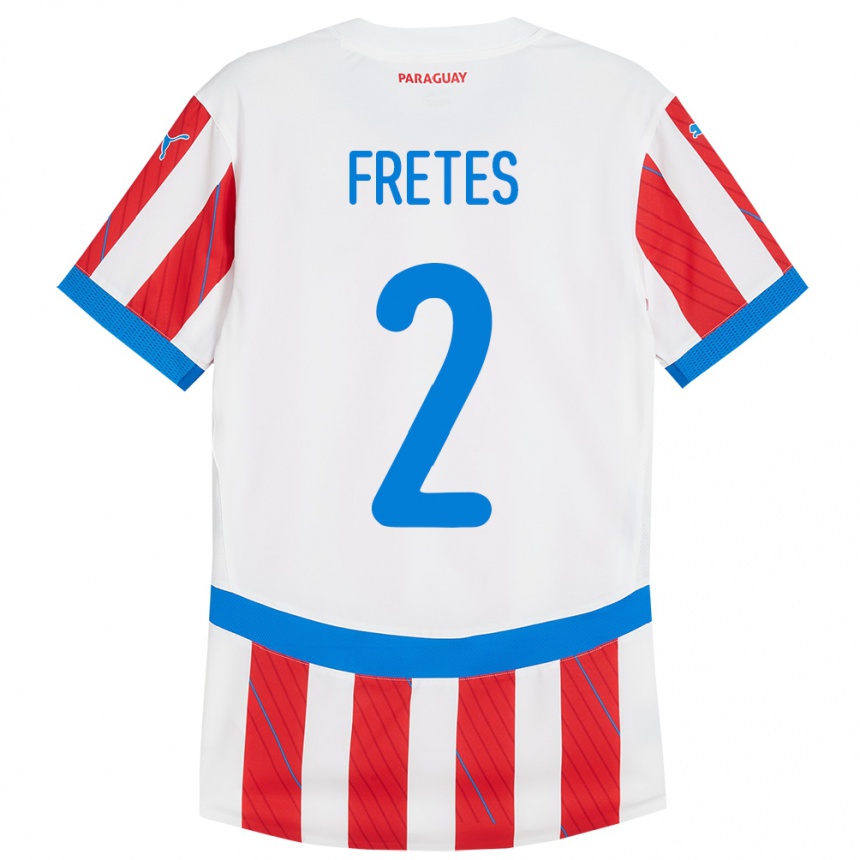 レディースフットボールパラグアイリンピア・フレテス#2赤、白ホームシャツ24-26ジャージーユニフォーム