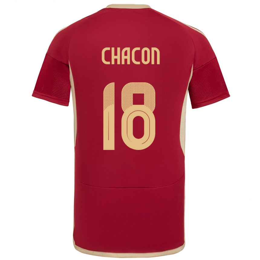 レディースフットボールベネズエラジェルソン・チャコン#18ブルゴーニュホームシャツ24-26ジャージーユニフォーム