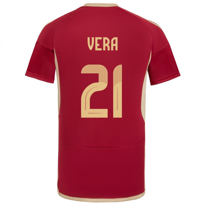 レディースフットボールベネズエラAndry Vera#21ブルゴーニュホームシャツ24-26ジャージーユニフォーム