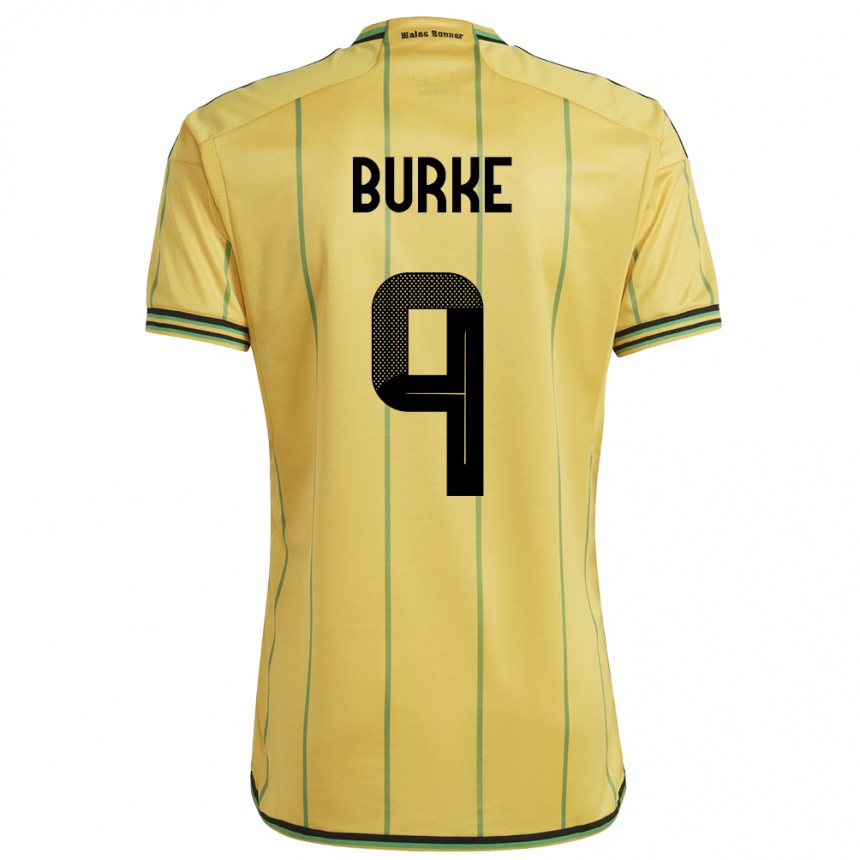 レディースフットボールジャマイカコリー・バーク#9黄ホームシャツ24-26ジャージーユニフォーム