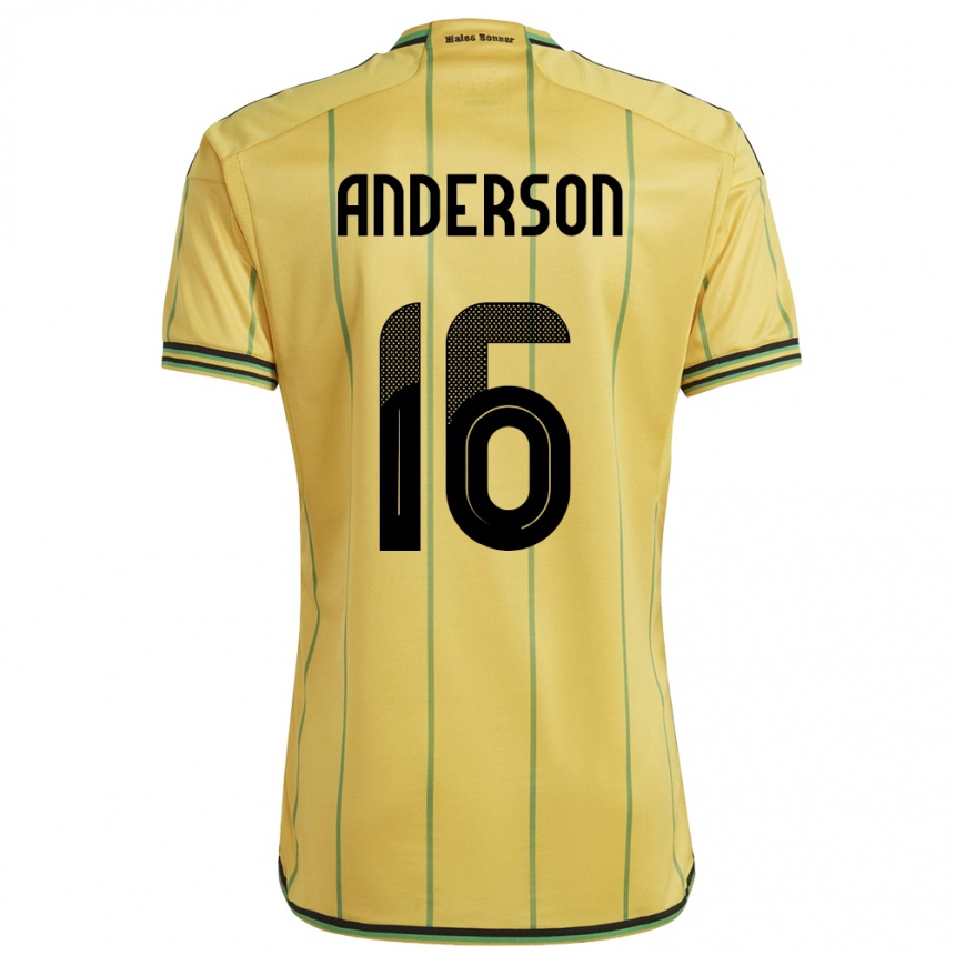 レディースフットボールジャマイカカロイ・アンダーソン#16黄ホームシャツ24-26ジャージーユニフォーム