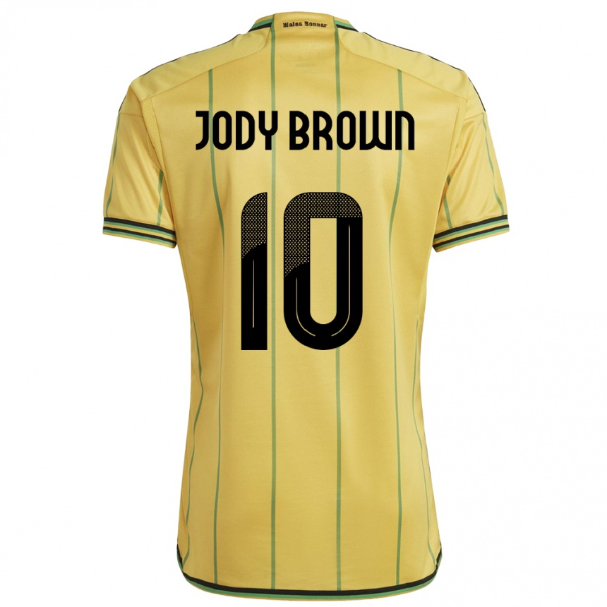 レディースフットボールジャマイカジョディ・ブラウン#10黄ホームシャツ24-26ジャージーユニフォーム