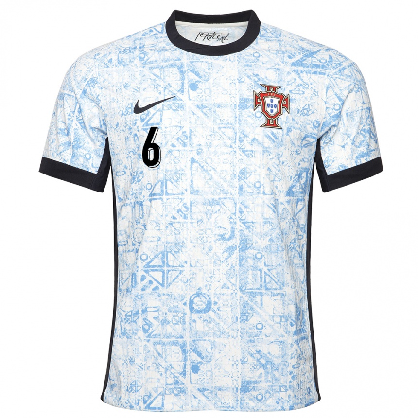レディースフットボールポルトガルチアゴ・ダンタス#6クリームブルーアウェイシャツ24-26ジャージーユニフォーム