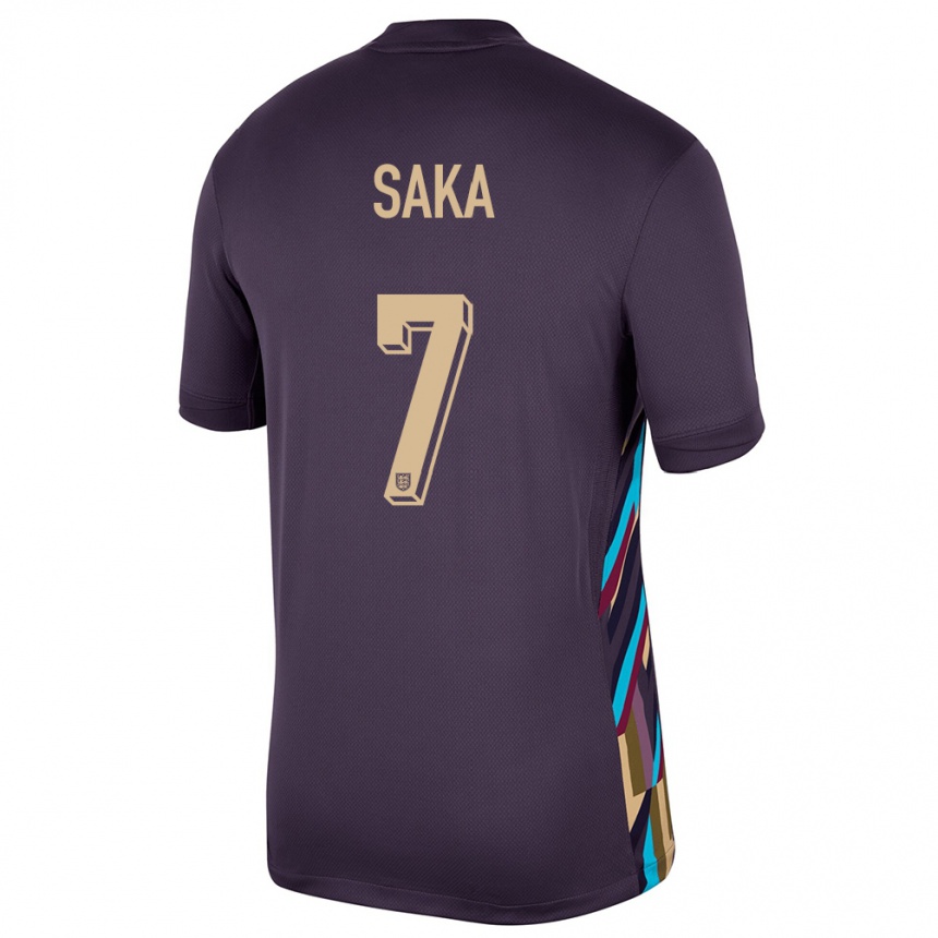 レディースフットボールイングランドブカヨ・サカ#7ダークレーズンアウェイシャツ24-26ジャージーユニフォーム