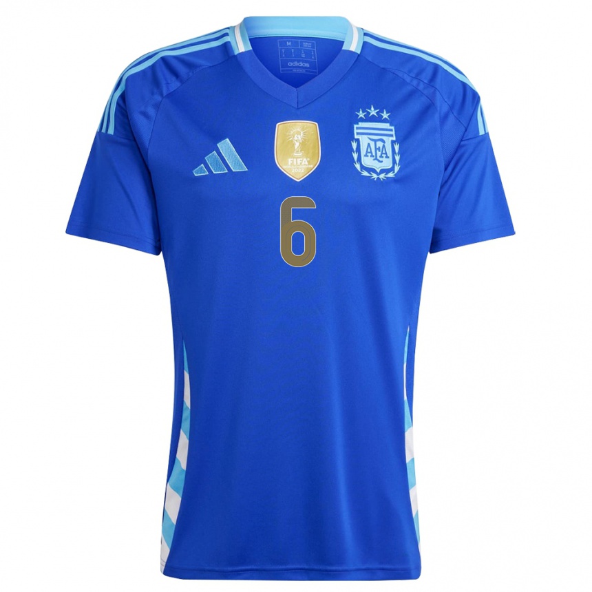 レディースフットボールアルゼンチンフランコ・エセキエル・カルボーニ#6青アウェイシャツ24-26ジャージーユニフォーム