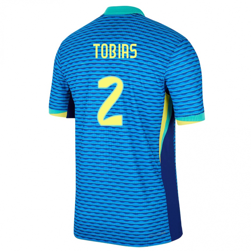 レディースフットボールブラジルヴィニシウス・トビアス#2青アウェイシャツ24-26ジャージーユニフォーム