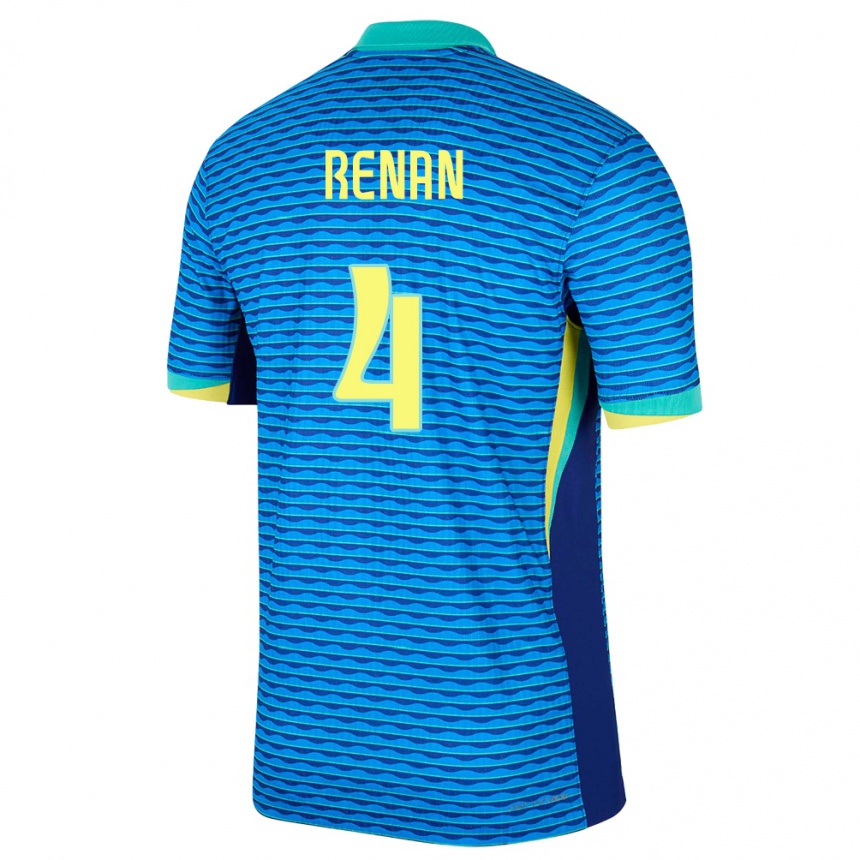 レディースフットボールブラジルロバート・レナン#4青アウェイシャツ24-26ジャージーユニフォーム