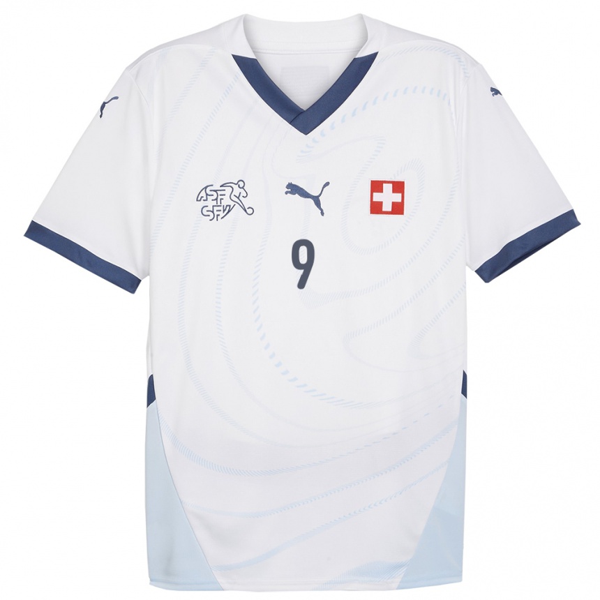 レディースフットボールスイスアナ-マリア・クルノゴルチェビッチ#9白アウェイシャツ24-26ジャージーユニフォーム