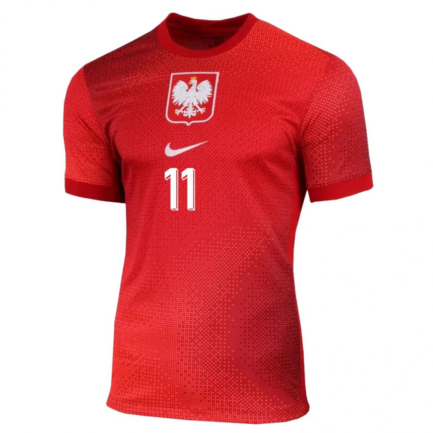 レディースフットボールポーランドクシシュトフ・コランコ#11赤アウェイシャツ24-26ジャージーユニフォーム
