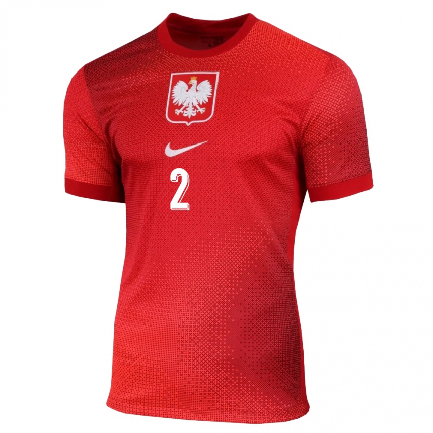 レディースフットボールポーランドドミニク・ザラ#2赤アウェイシャツ24-26ジャージーユニフォーム