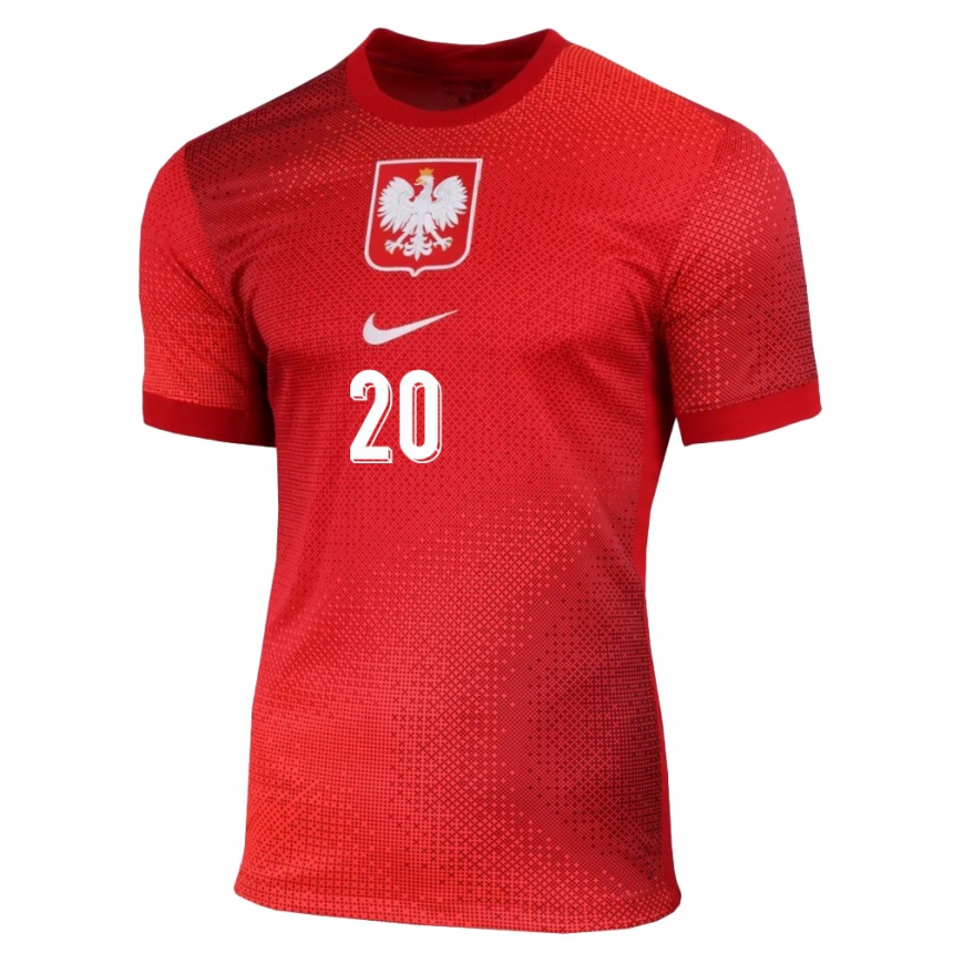 レディースフットボールポーランドカッペル・ドゥダ#20赤アウェイシャツ24-26ジャージーユニフォーム