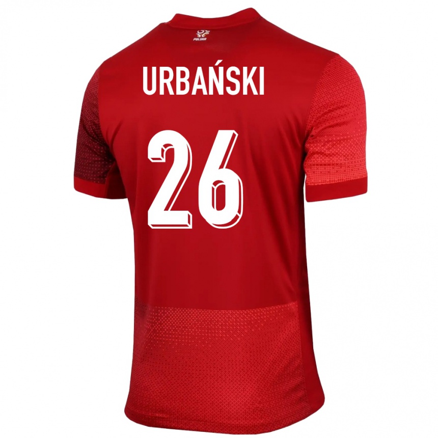 レディースフットボールポーランドカツペル・ウルバンスキ#26赤アウェイシャツ24-26ジャージーユニフォーム