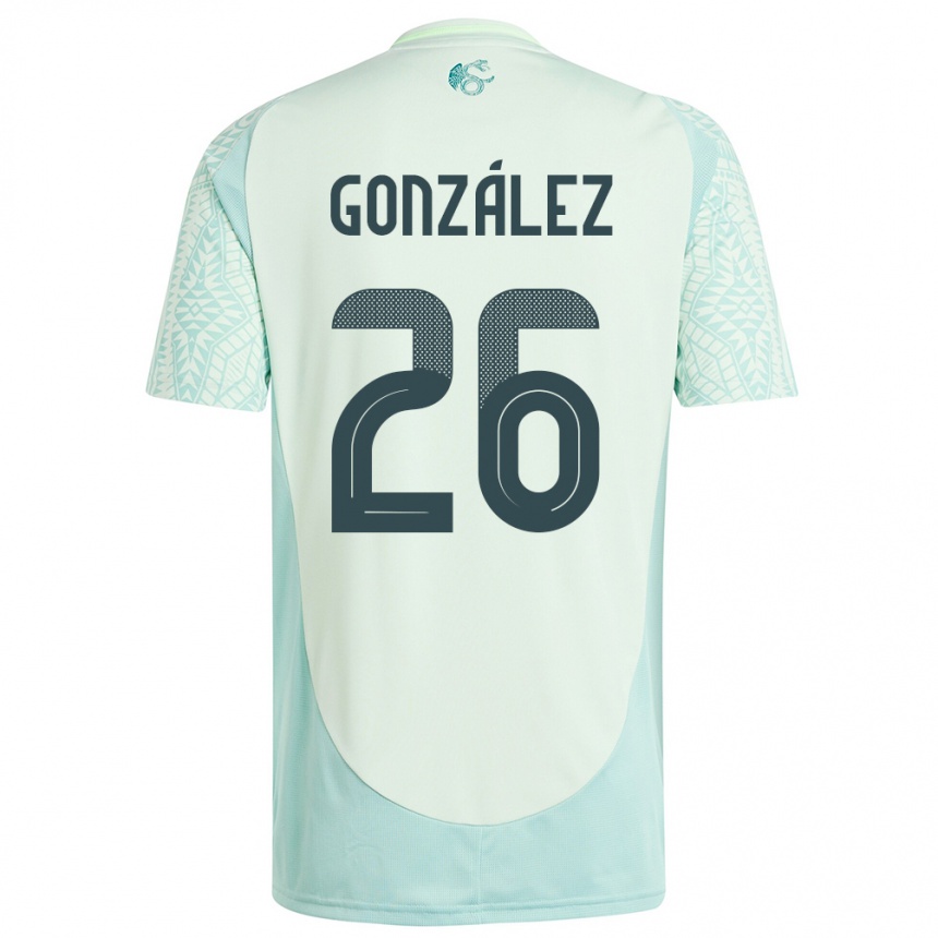 レディースフットボールメキシコブライアン・ゴンサレス#26リネングリーンアウェイシャツ24-26ジャージーユニフォーム