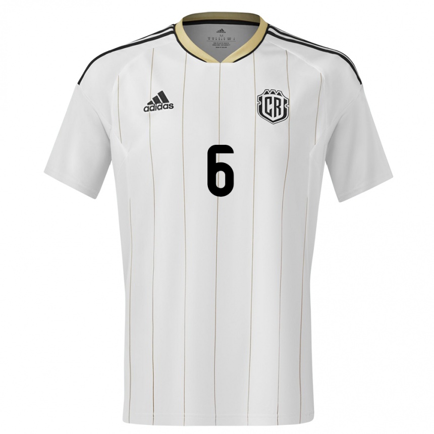 レディースフットボールコスタリカキャロル・サンチェス#6白アウェイシャツ24-26ジャージーユニフォーム
