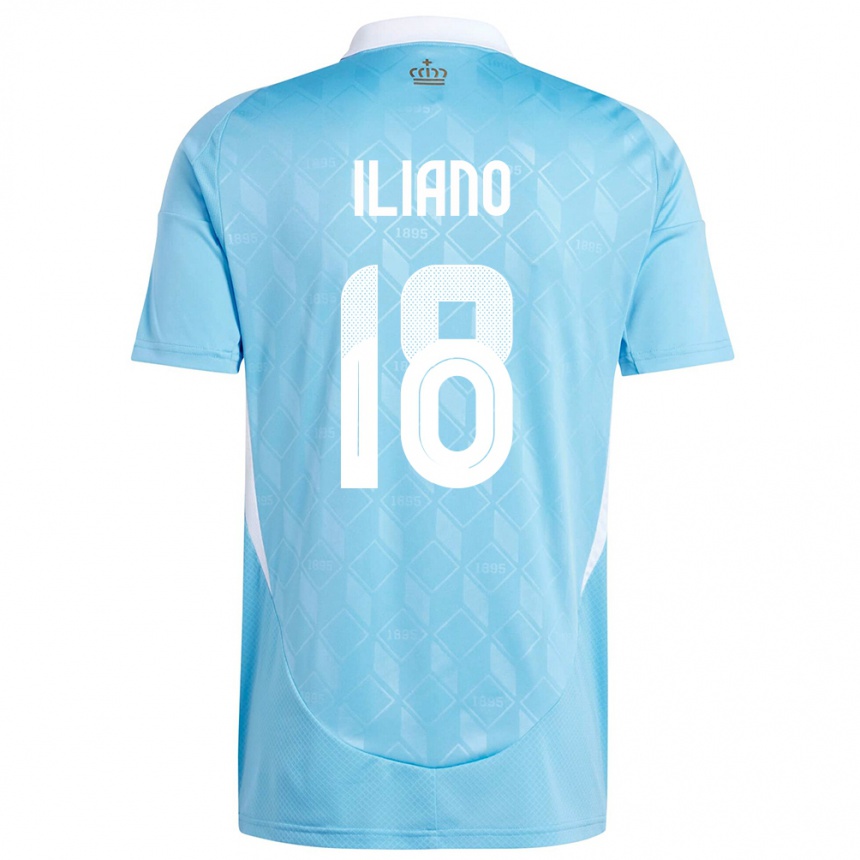 レディースフットボールベルギーIsabelle Iliano#18青アウェイシャツ24-26ジャージーユニフォーム