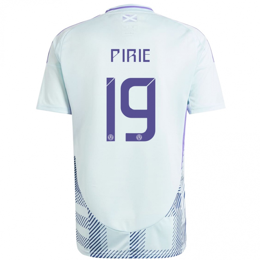 レディースフットボールスコットランドLewis Pirie#19ライトミントブルーアウェイシャツ24-26ジャージーユニフォーム