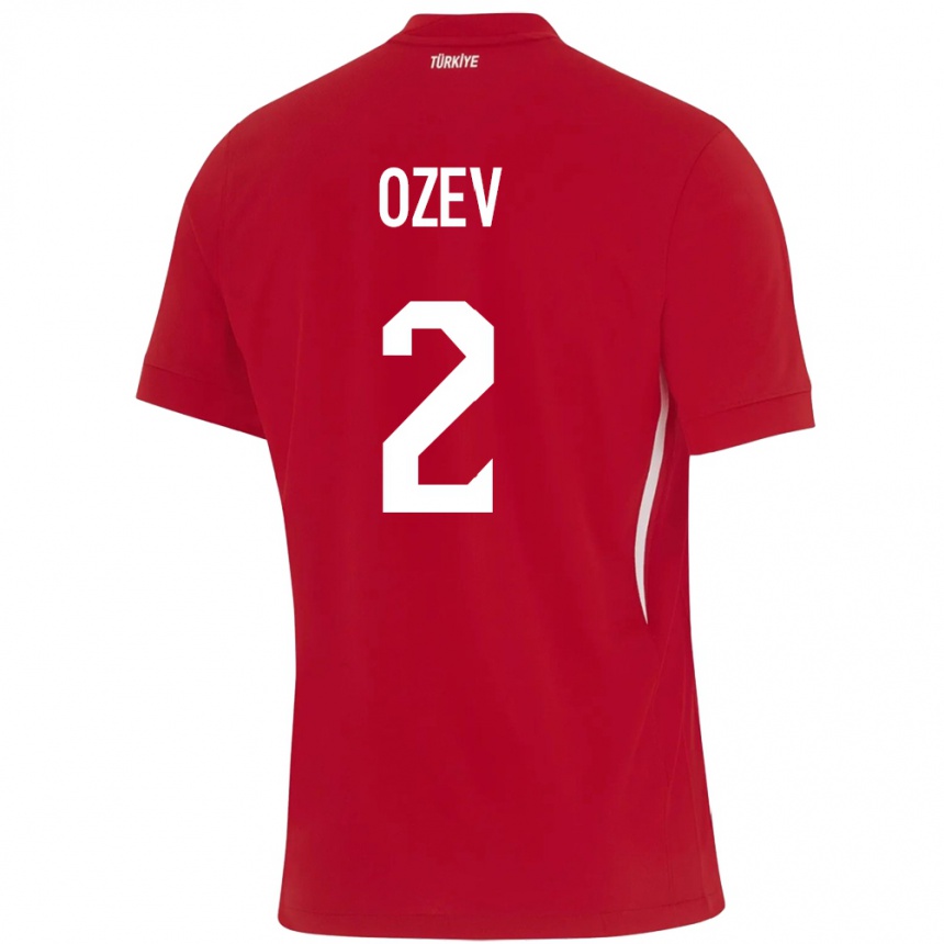 レディースフットボールトルコÜmran Özev#2赤アウェイシャツ24-26ジャージーユニフォーム