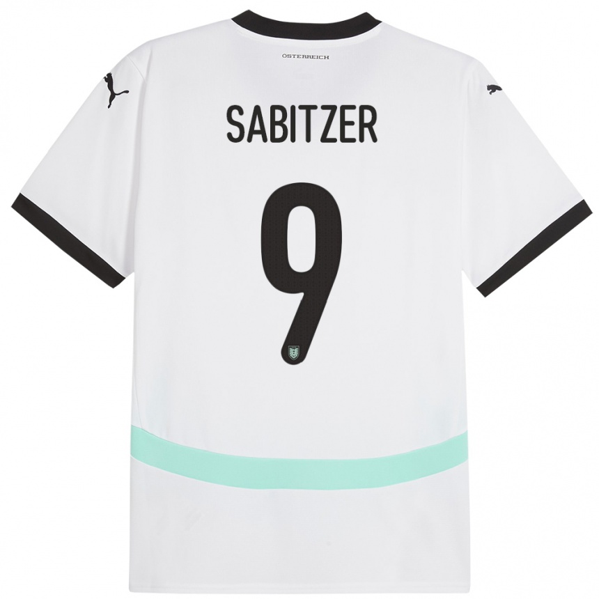 レディースフットボールオーストリアマルセル・ザビッツァー#9白アウェイシャツ24-26ジャージーユニフォーム