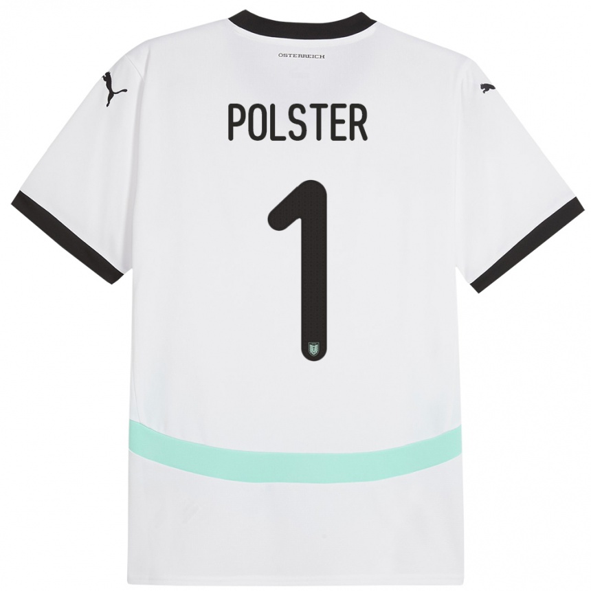 レディースフットボールオーストリアニコラス・ポルスター#1白アウェイシャツ24-26ジャージーユニフォーム