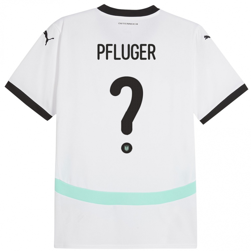 レディースフットボールオーストリアLuis Pfluger#0白アウェイシャツ24-26ジャージーユニフォーム