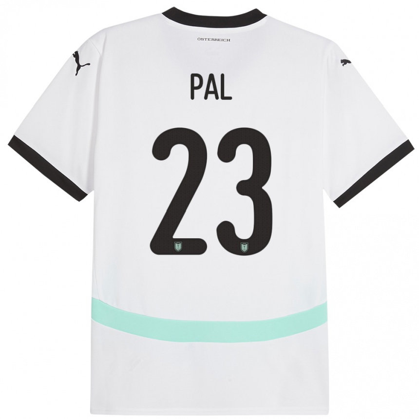 レディースフットボールオーストリアヤスミン・パル#23白アウェイシャツ24-26ジャージーユニフォーム